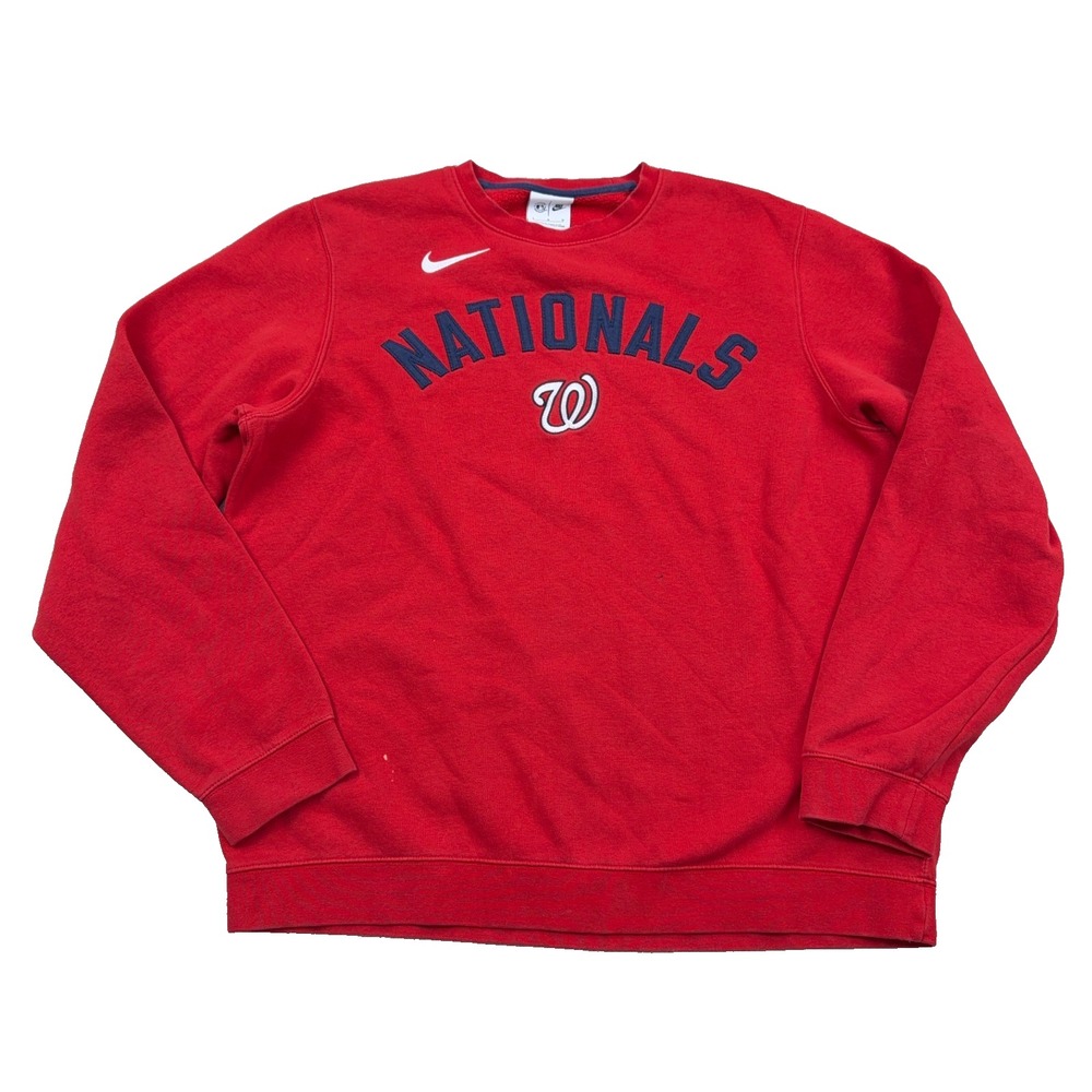 Washington Nationals Sweatshirt Men Large Red Crewneck Nike MLB Baseball Adult